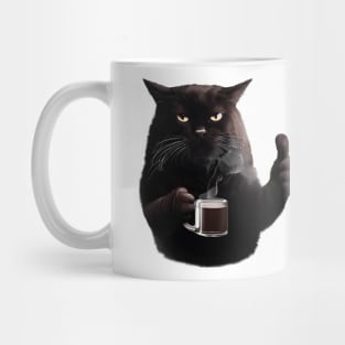 Bossy Black Cat Coffee Thumbs-Up Mug